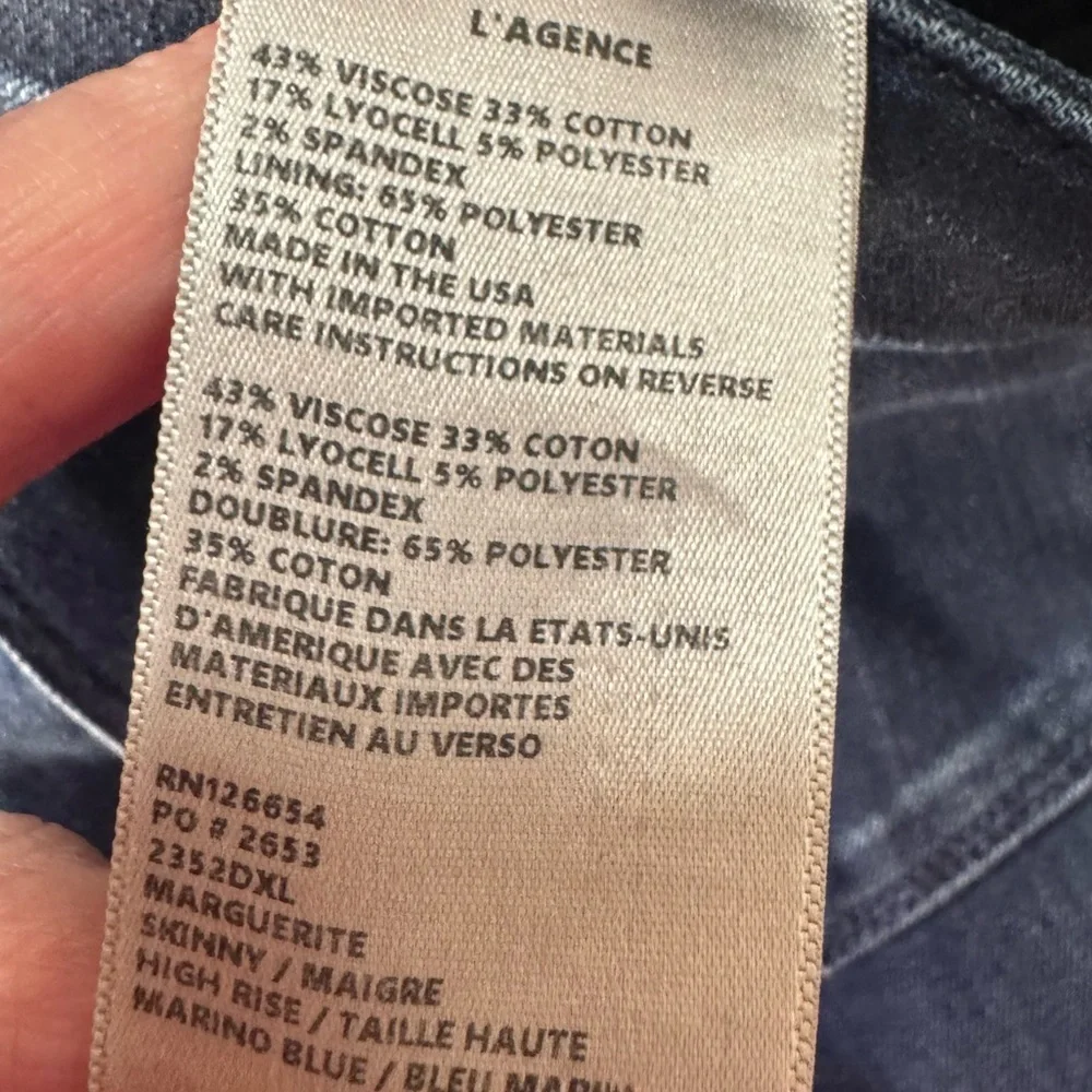 L’AGENCE MARGUERITE SKINNY HIGH RISE MARINO BLUE DENIM JEANS SZ 29 - Picture 8 of 10